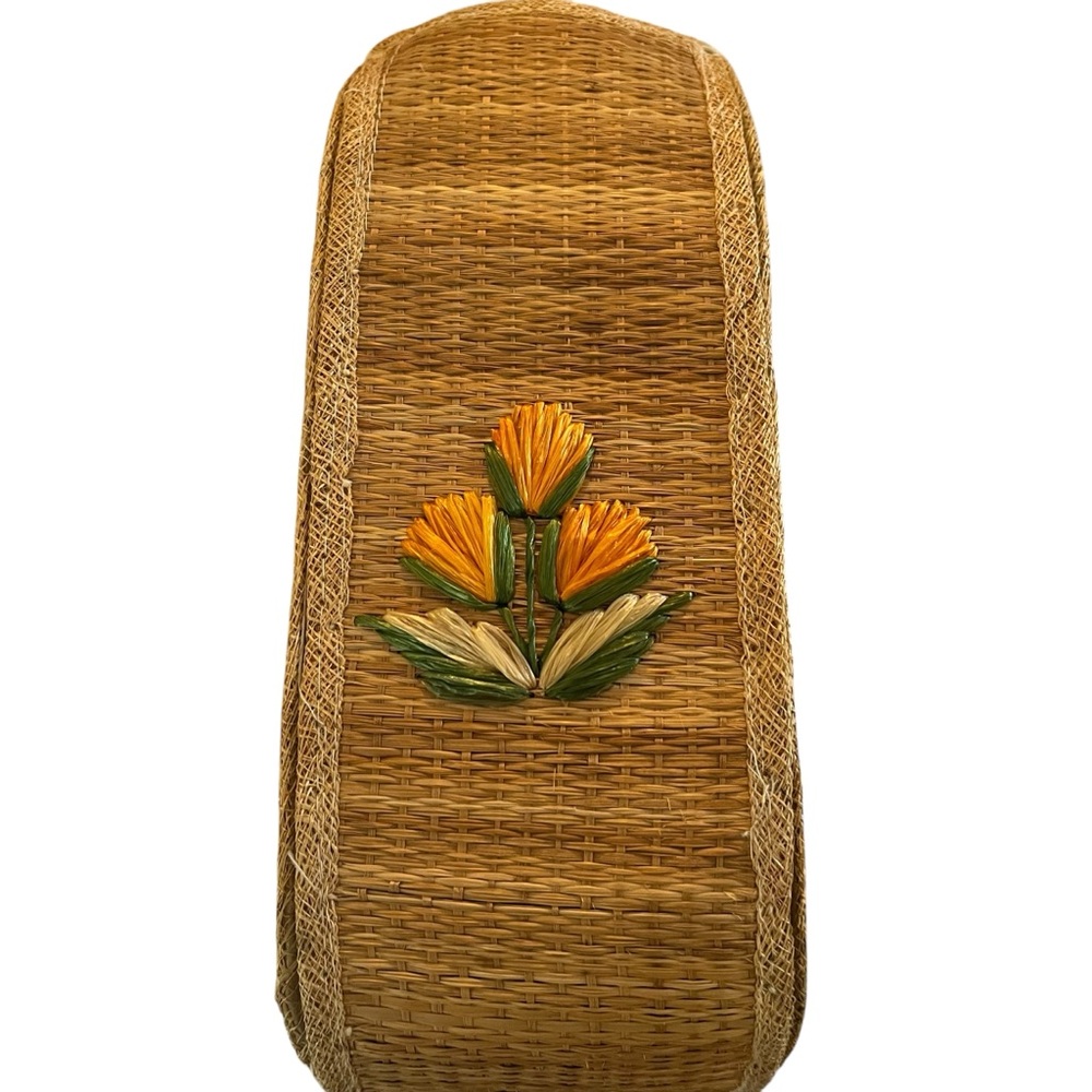 Bags by Whidby Vintage Straw Satchel with Multi-Color Straw Floral Detail - Picture 5 of 8